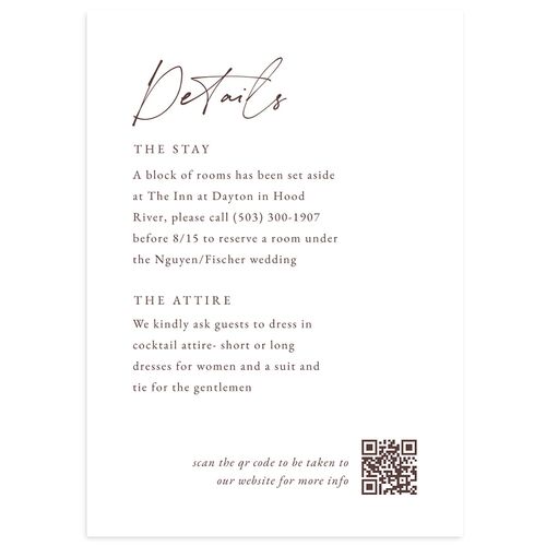 Simple Modern Photo QR Wedding Enclosure Cards Espresso Signature Standard