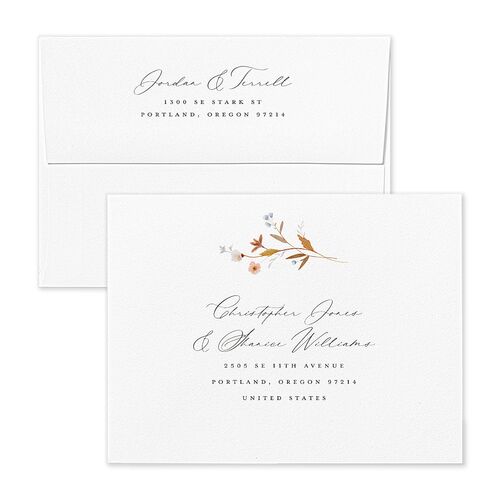 Dainty Wildflowers Save the Date Magnet Envelopes Kraft Sunflower Return Address Signature Standard