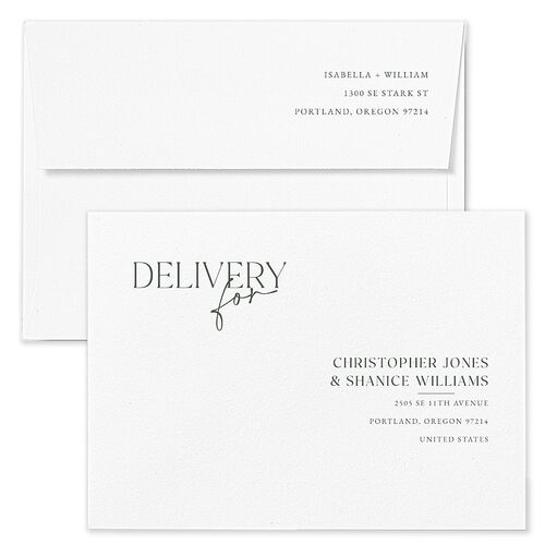 Nothing Fancy Bridal Shower Invitation Envelopes White Hunter Green Both Recipient and Return Addresses Signature Standard