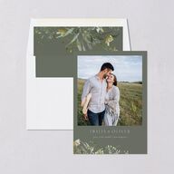 Gilded Greenery Save The Date Cards Gold Deep Olive Signature smooth Blank No Standard