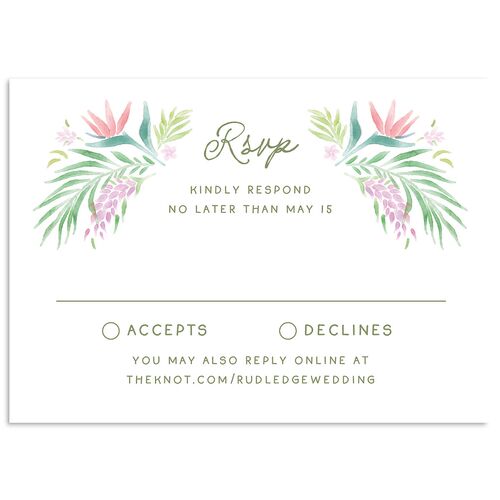 Watercolor Palm Crest Wedding Response Cards Lavender Signature Standard