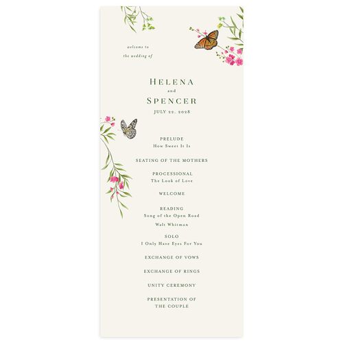 Rustic Butterflies Wedding Programs Scottish Green Signature