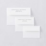 Timeless Script Save the Date Magnet Envelopes White Medieval Grey Both Recipient and Return Addresses Signature Standard