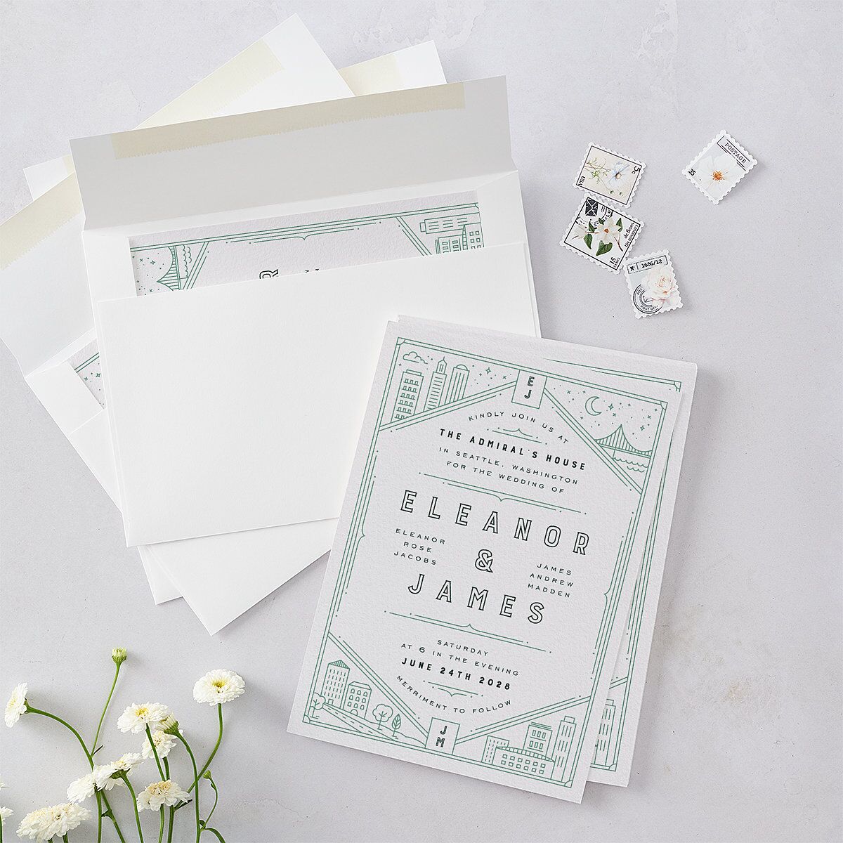 Iconic City Wedding Invitations Tide Pool Signature Blank No Standard