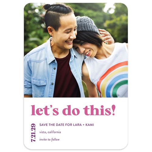 Vibrant Bold Save The Date Cards Iris Signature smooth Blank No Rounded