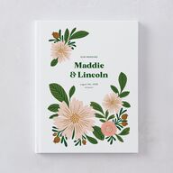 Retro Bloom Wedding Guest Book Scottish Green