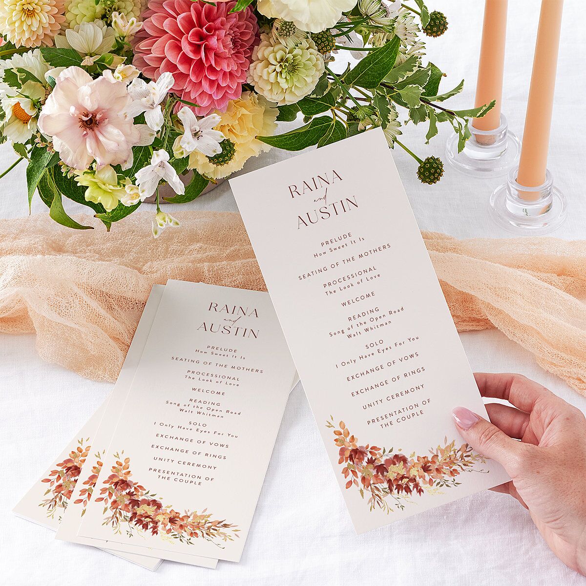Harvest Crescent Wedding Programs Gold Champagne Signature