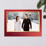 Lunar New Year Hues Holiday Cards Gold Garnet Signature Blank Standard Landscape