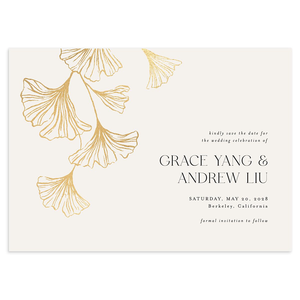 Ginkgo Leaves Save the Date Cards