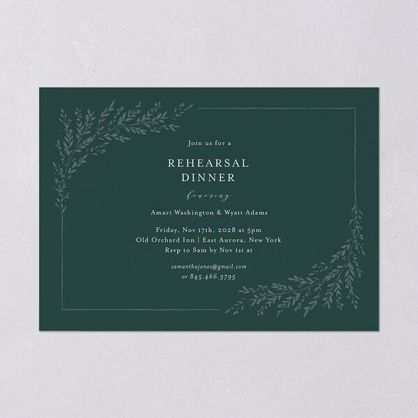 Exquisite Branches Botanical Rehearsal Dinner Invitations Deep Lake Signature Blank Standard
