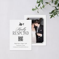 Old Money Botanical QR Code RSVP Cards Pure White Signature Standard