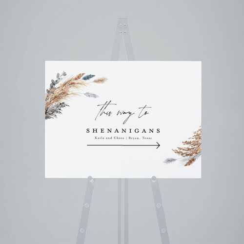 Soft Pampas Botanical Standard Direction Sign Medium Dusty Blue Standard Outdoor Corrugated M Direction