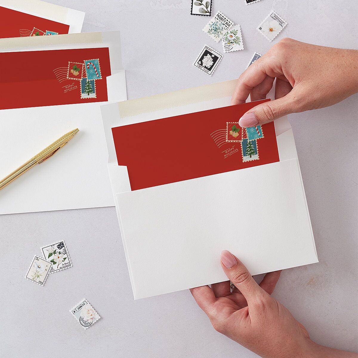 Special Delivery Announcement Christmas Post Envelope Liners True Red Standard