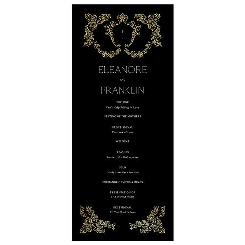 Baroque Border Wedding Programs Gold Licorice Signature