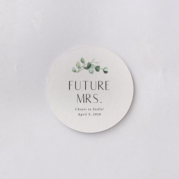 Timeless Floral Hoop Bridal Shower Wedding Day Coasters Pure White Cardboard Circle