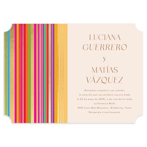 Serape de Sol Wedding Invitations Gold Copper Signature Blank No Ticket