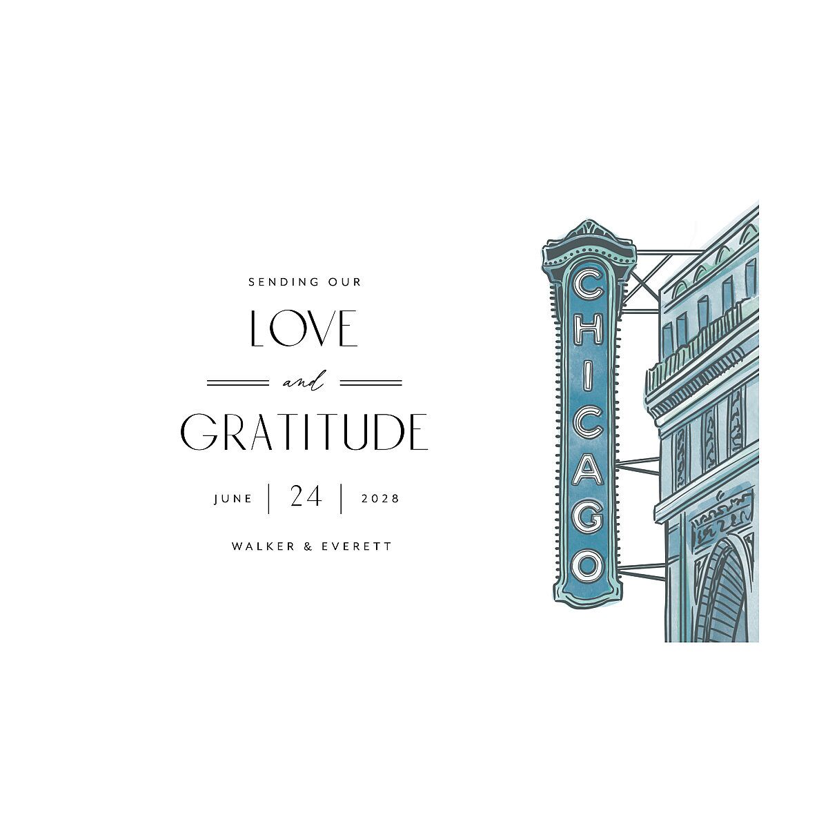 Watercolor Chicago Thank You Postcards