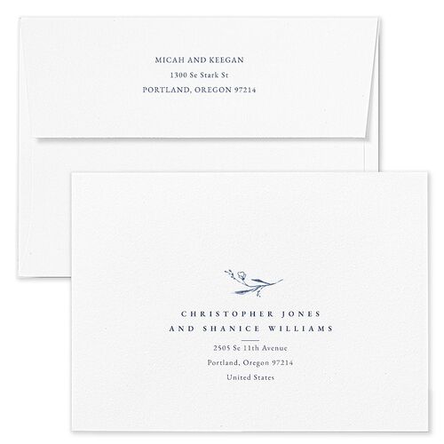 Illustrated Vines Save The Date Card Envelopes Kraft Moody Blue Recipient Address Signature Standard