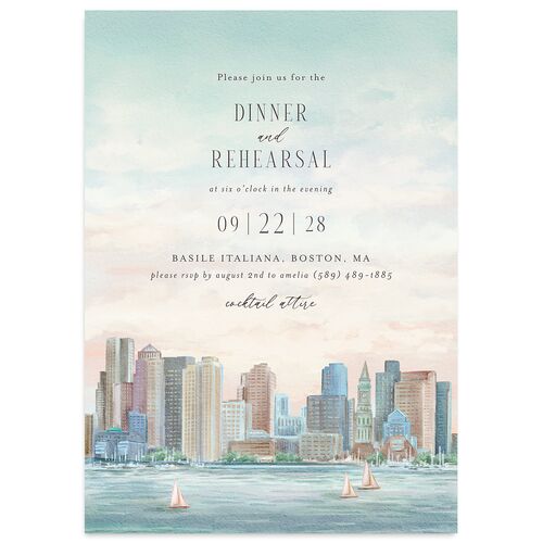 Boston Skyline Rehearsal Dinner Invitations Champagne Signature Blank Standard