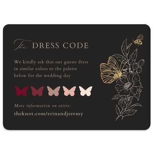 Butterfly Botanical Foil Wedding Attire Cards Gold Charcoal Signature Rounded