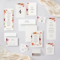 Blooming Dahlias QR Code RSVP Cards Hot Pink Signature Standard