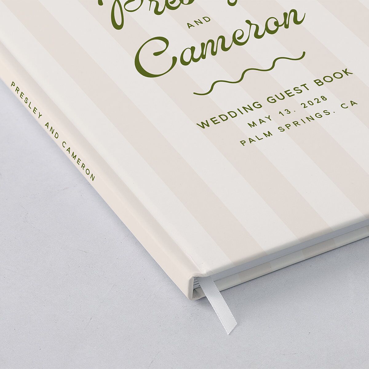 Cabana Stripes Guest Books Olive