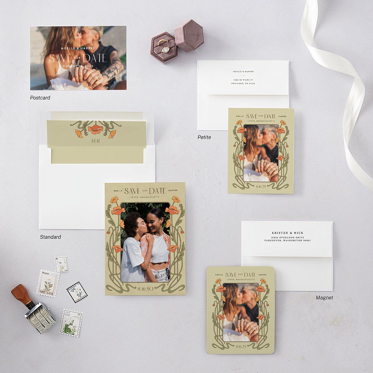 Vintage Nouveau Save The Date Cards — view 7