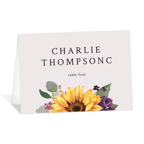 Classic Countryside Sunflowers Place Cards Purple Haze Signature