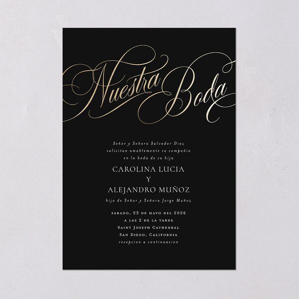 Nuestra Boda Wedding Invitations Gold Charcoal Signature Blank No Standard