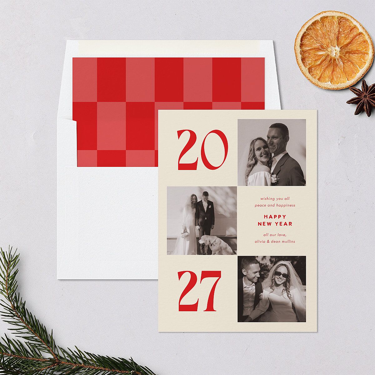 Bold Year Photo Series Holiday Cards Candy Pink Signature Blank Standard