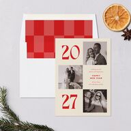 Bold Year Photo Series Holiday Cards Candy Pink Signature Blank Standard