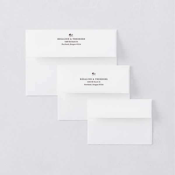 Vintage Storybook Bridal Shower Invitation Envelopes Merlot White Both Recipient and Return Addresses Signature Standard