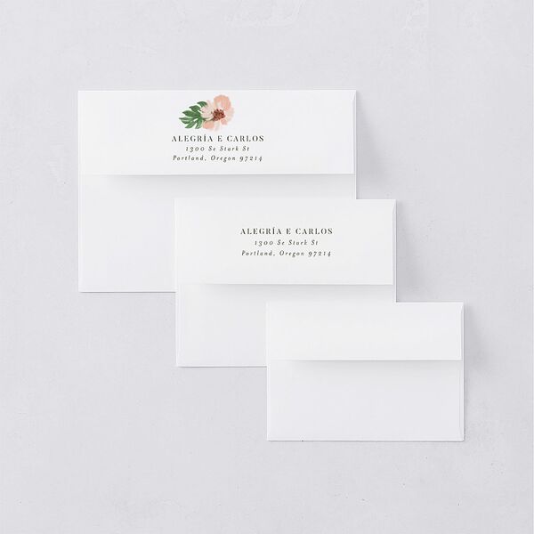 Flores Tropicais Thank You Card Envelopes White Red Clay Both Recipient and Return Addresses Signature Standard