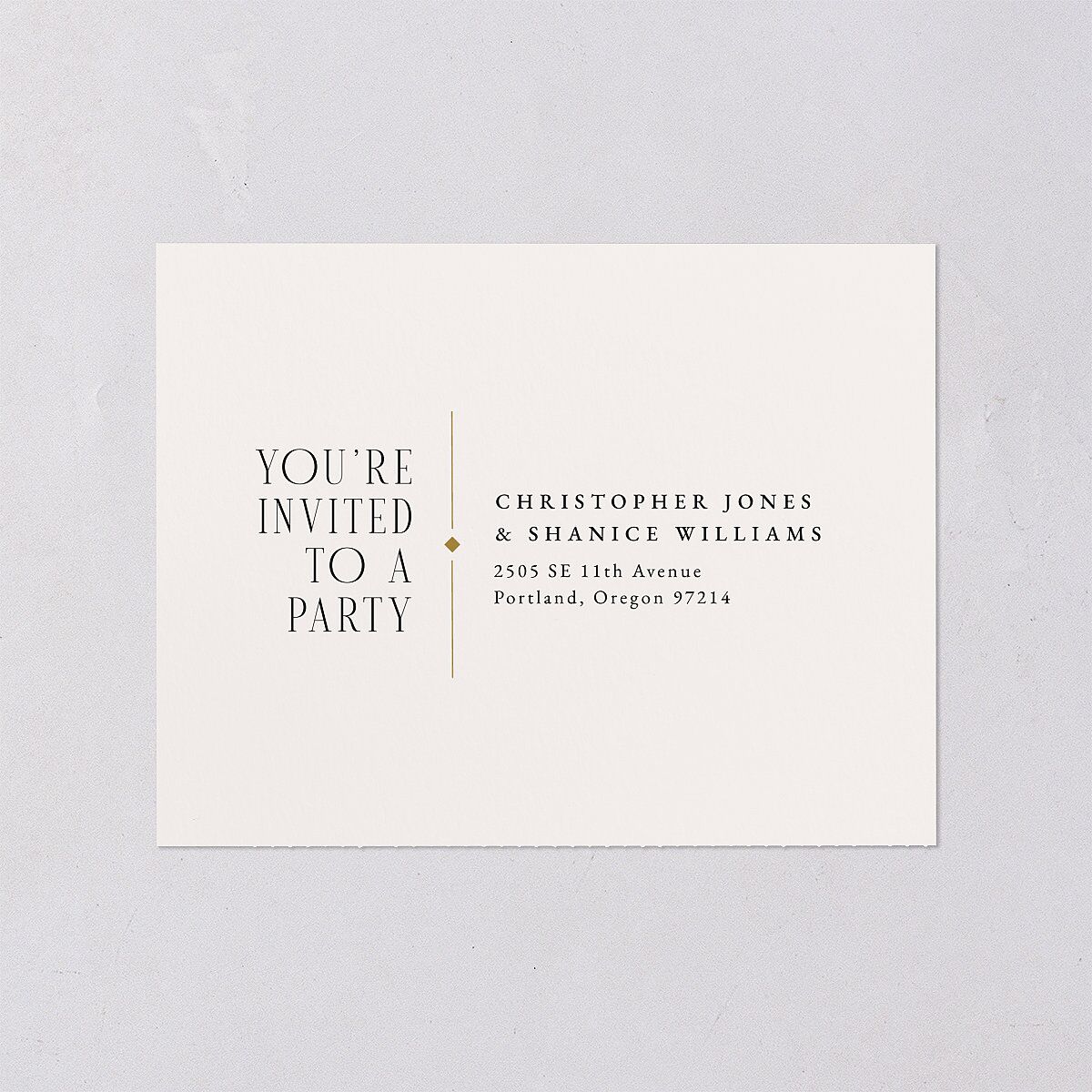 Old Hollywood Glam All-in-One Wedding Invitations Champagne Signature Light Both Recipient and Return Addresses No