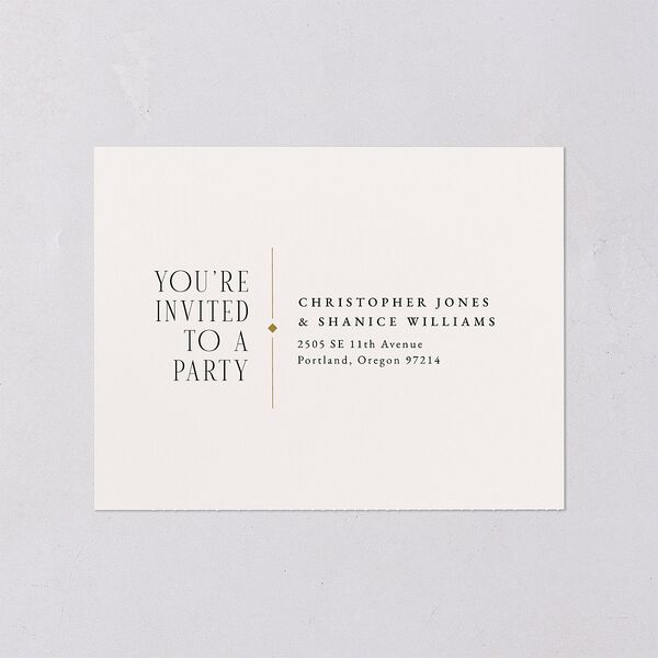 Old Hollywood Glam All-in-One Wedding Invitations Champagne Signature Light Both Recipient and Return Addresses No