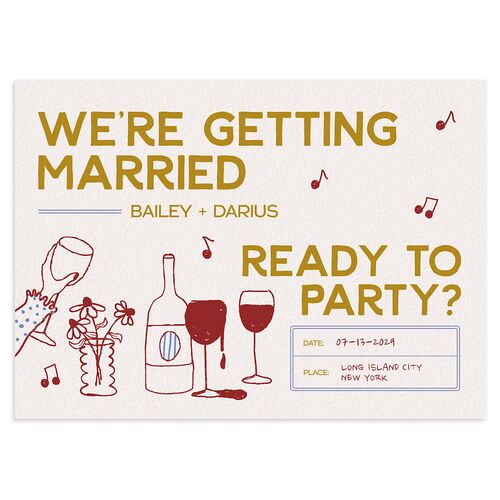 Hand Drawn Party Save the Date Cards Umber Signature smooth Blank No Standard