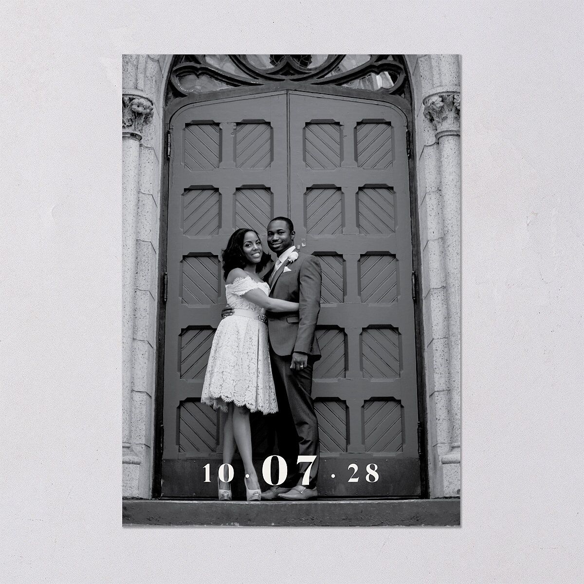 Love in NYC Save The Date Cards Medieval Grey Signature smooth Blank No Standard