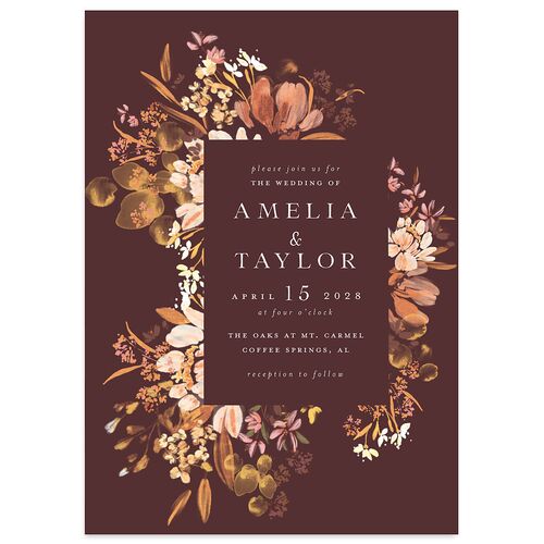 In Bloom Wedding Invitations Chocolate Signature Blank No Standard