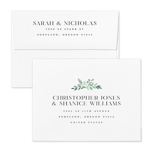 Greenery Altar Thank You Card Envelopes Licorice Blue Return Address Signature Standard