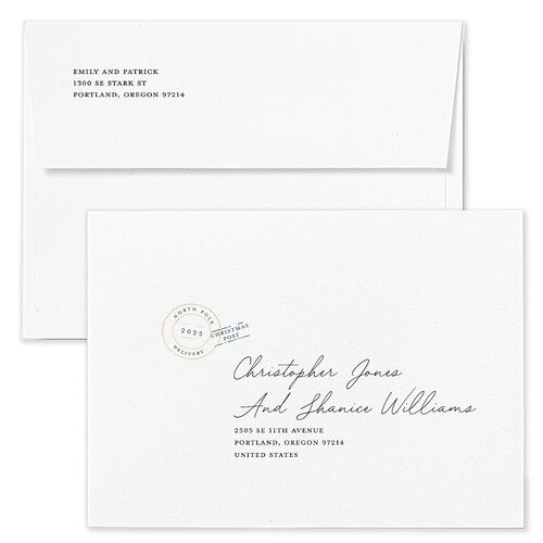 Christmas Post Holiday Card Envelopes French Blue Both Recipient and Return Addresses Standard