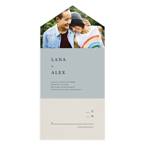 Natural Palette All-in-One Wedding Invitations Slate Signature Light Both Recipient and Return Addresses No