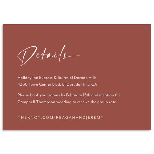 Modern Arc Wedding Event Detail Cards Rust Signature Standard