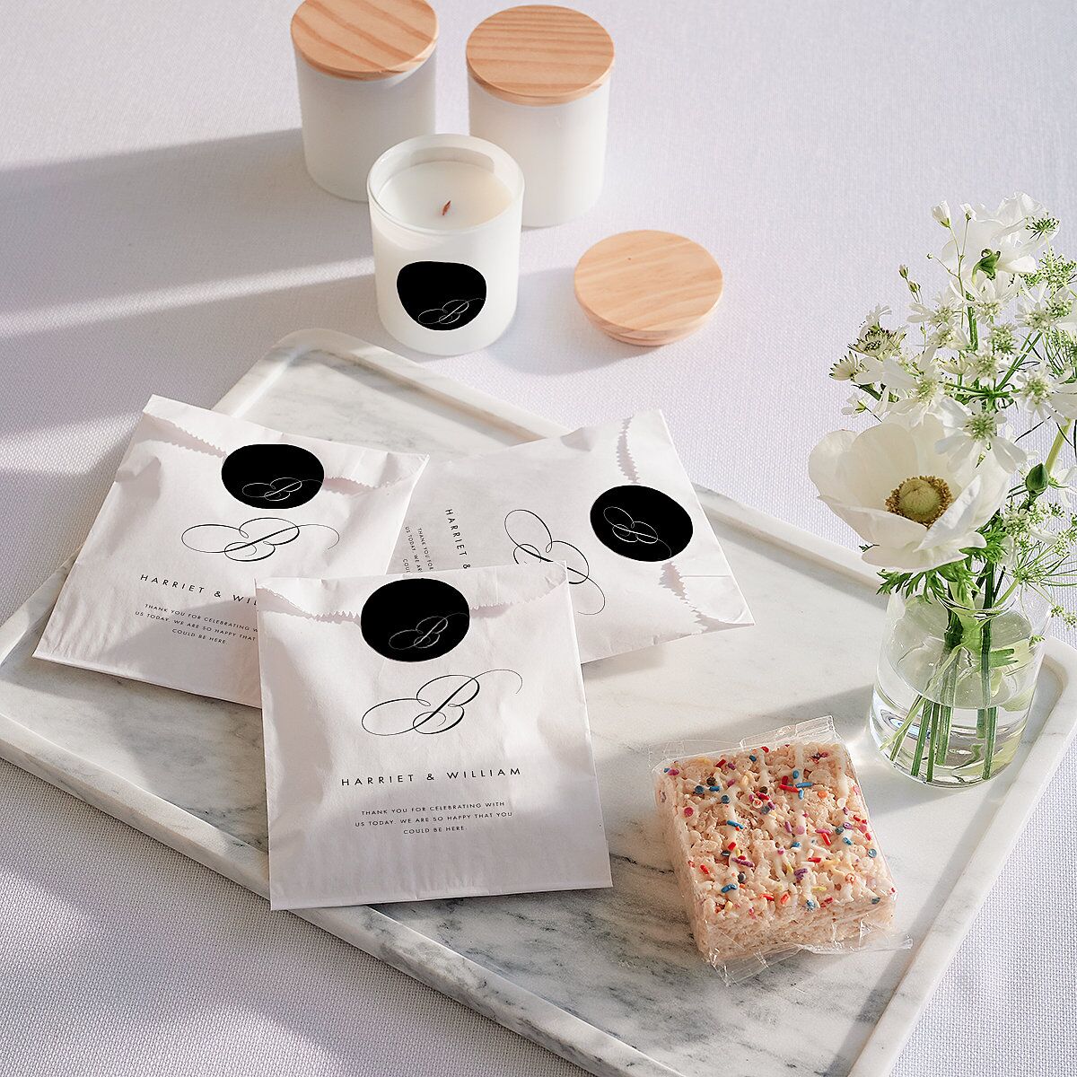Polished Frame Favor Bags White Licorice Wax-Lined Food Safe Paper