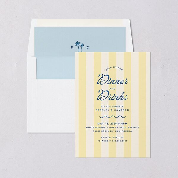 Cabana Stripes Rehearsal Dinner Invitations Lemon Signature Blank Standard