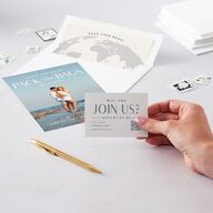 Destination Photo Poster QR Code RSVP Cards Dusty Blue Signature Standard