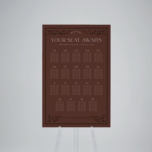 Storybook Filigree Standard Seating Chart Large Chocolate Standard Outdoor Corrugated L Seating