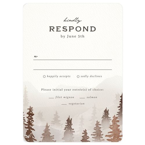 Antler Monogram Mountain Wedding Response Cards Copper Signature Rounded