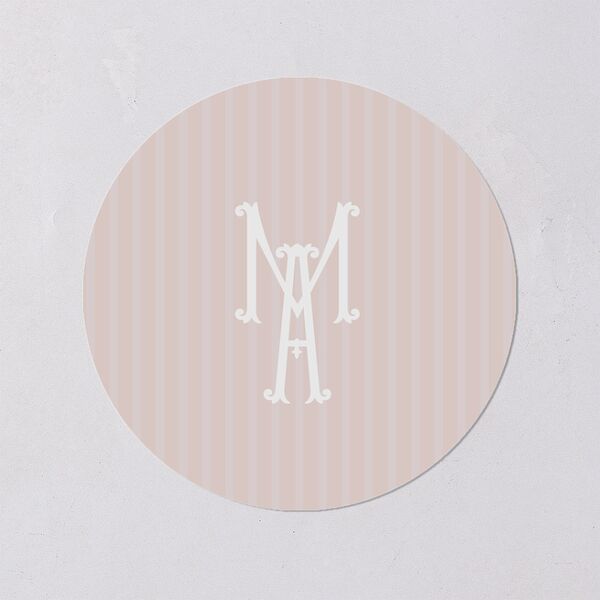 Elegant Floral Regency Wedding Stickers Pink Cotton Circle
