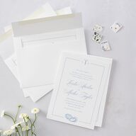 Coastal Oysters and Anchors Wedding Invitations Sea Blue Signature Blank No Standard