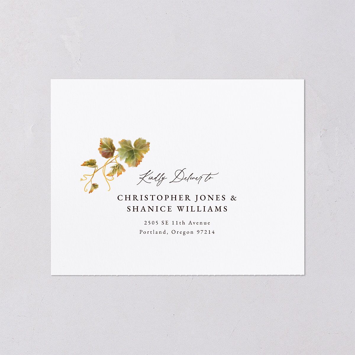 Romantic Vineyard All-in-One Wedding Invitations Rust Signature Light Both Recipient and Return Addresses No